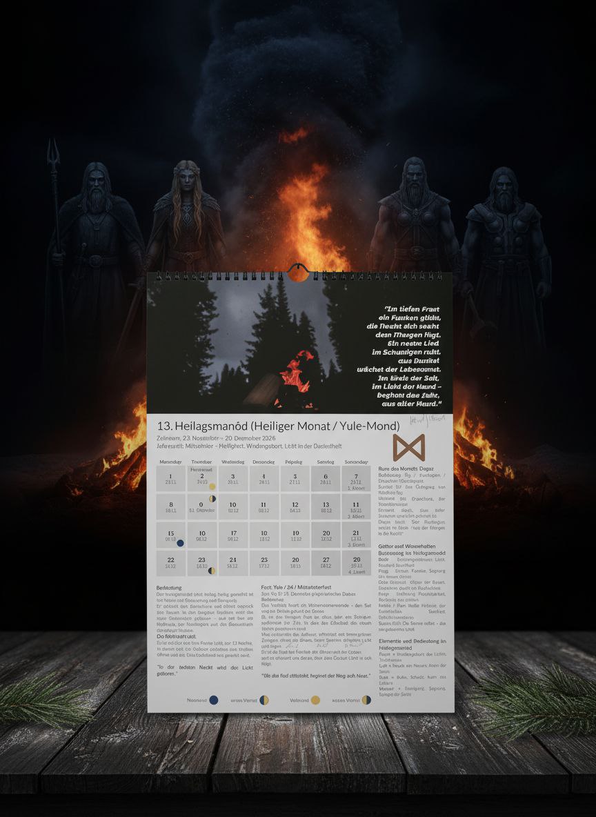 Germanischer 13-Monats-Kalender 2026 – mit integriertem 12-Monats-Kalender