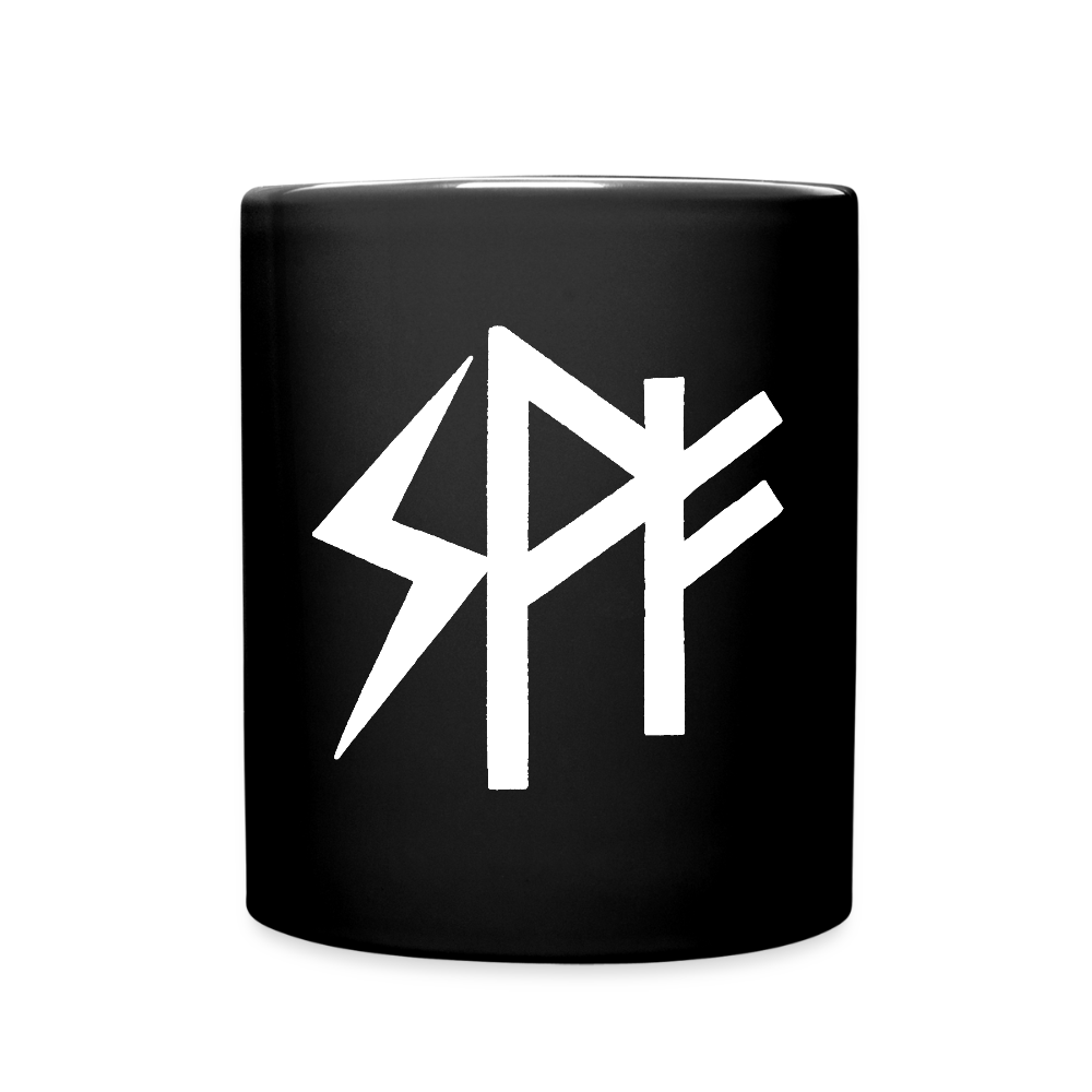 „Morgenenergie“ — Tasse mit Runen-Triptychon ᛋ ᚹ ᚠ - black