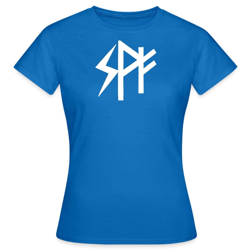 Lichtlinie – Frauen T-Shirt mit Runen ᛋ ᚹ ᚠ weiß - Royalblau
