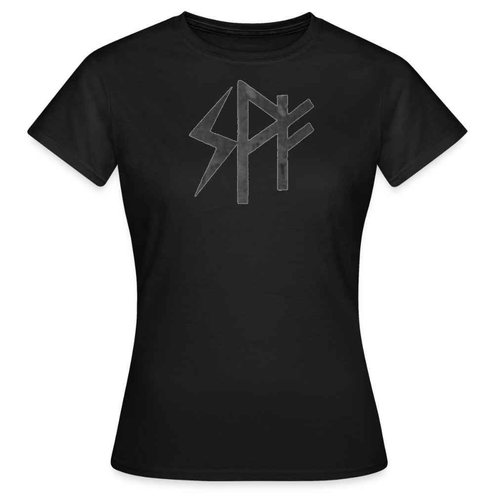 Lichtlinie – Frauen T-Shirt mit Runen ᛋ ᚹ ᚠ Stein - black